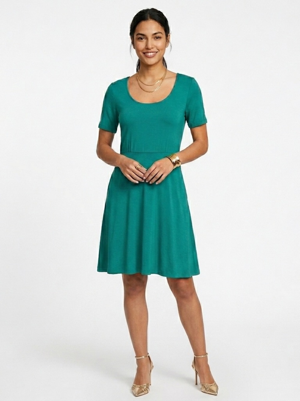 Old Navy Teal Scoop Neck Short Sleeve knee length dress large